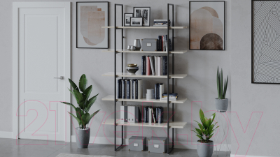 Стеллаж ТриЯ Лофт тип 1 1200 (черный/дуб крафт белый)