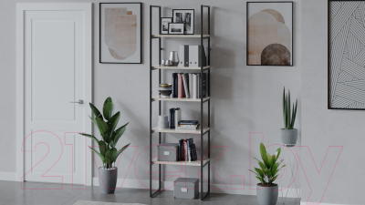 Стеллаж ТриЯ Лофт тип 1 600 (черный/дуб крафт белый)