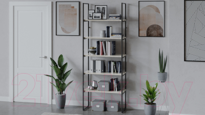 Стеллаж ТриЯ Лофт тип 1 800 (черный/дуб крафт белый)