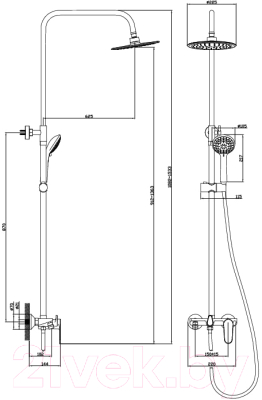 Душевая система со смесителем Diadonna D87-335117W