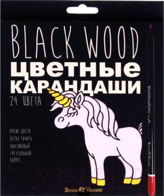 Набор цветных карандашей Bruno Visconti BlackWoodColor / 30-0099 - фото