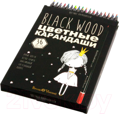 Набор цветных карандашей Bruno Visconti BlackWoodColor / 30-0101 - фото