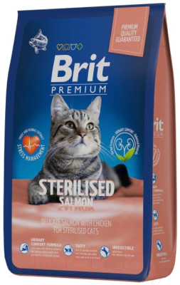 Сухой корм для кошек Brit Premium Cat Sterilized Salmon&Chicken / 5049851 (2кг) - фото