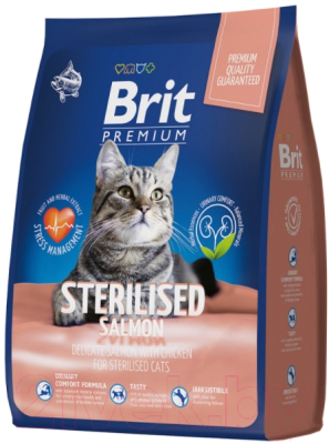 Корм для кошек Brit Premium Cat Sterilized Salmon&Chicken / 5049356 - фото