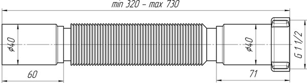 Слив (гофра) Ани Пласт 1 1/2x40 / K104
