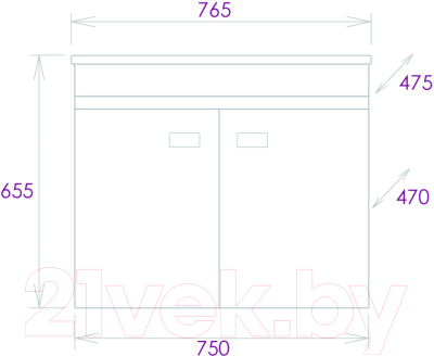 Тумба под умывальник Onika Марбл 75.02 (107517)