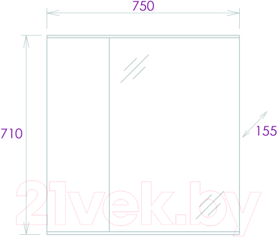 Шкаф с зеркалом для ванной Onika Марбл 75.00 (207524)