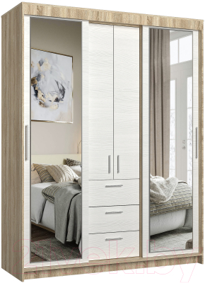 Шкаф-купе Евва 170 SB.2 / ПР-4D2Z3S (дуб сонома/белый) - фото