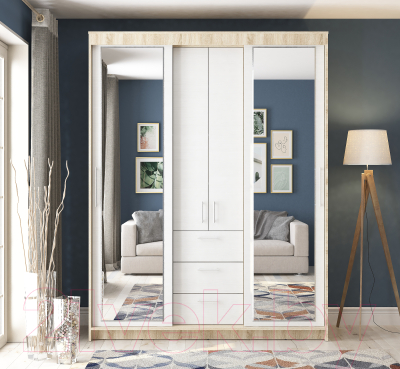 Шкаф-купе Евва 170 SB.2 / ПР-4D2Z3S (дуб сонома/белый)