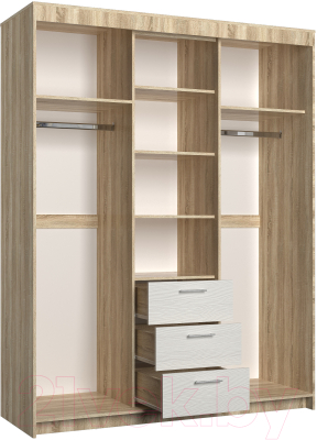 Шкаф-купе Евва 170 SB.2 / ПР-4D2Z3S (дуб сонома/белый)