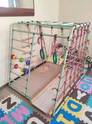 Детский спортивный комплекс Вертикаль Веселый Малыш Maxi (фисташковый, горка/мягкий бортик)