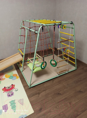 Детский спортивный комплекс Вертикаль Веселый Малыш Maxi (фисташковый, горка/мягкий бортик)