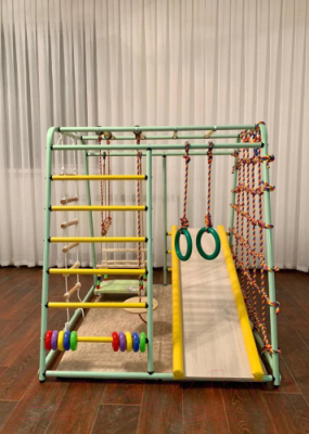 Детский спортивный комплекс Вертикаль Веселый Малыш Maxi (фисташковый, горка/мягкий бортик)