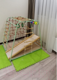 Детский спортивный комплекс Вертикаль Веселый Малыш Maxi (фисташковый, горка/мягкий бортик)