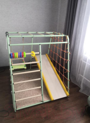 Детский спортивный комплекс Вертикаль Веселый Малыш Maxi (фисташковый, горка/мягкий бортик)