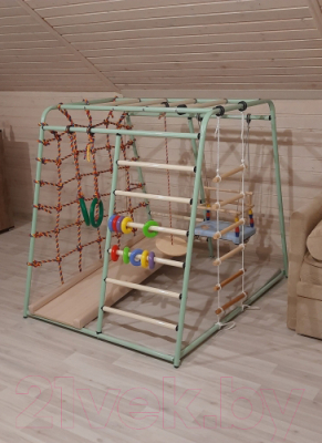 Детский спортивный комплекс Вертикаль Веселый Малыш Maxi (фисташковый, горка/мягкий бортик)