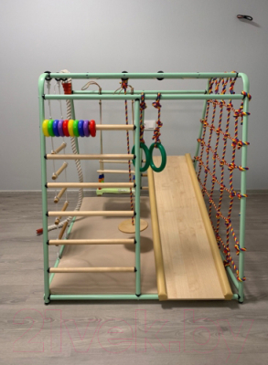 Детский спортивный комплекс Вертикаль Веселый Малыш Maxi (фисташковый, горка/мягкий бортик)