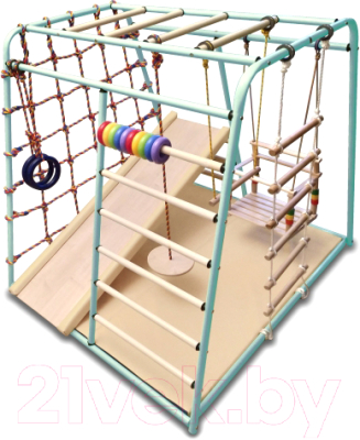 Детский спортивный комплекс Вертикаль Веселый Малыш Maxi (изумрудный, горка/мягкий бортик) - фото