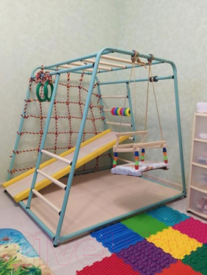 Детский спортивный комплекс Вертикаль Веселый Малыш Maxi (изумрудный, горка/мягкий бортик)