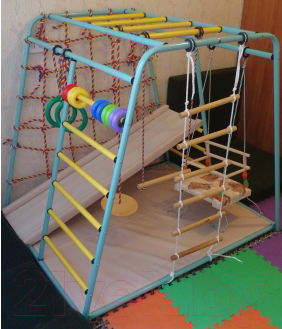 Детский спортивный комплекс Вертикаль Веселый Малыш Maxi (изумрудный, горка/мягкий бортик)