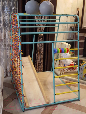 Детский спортивный комплекс Вертикаль Веселый Малыш Next (изумрудный, горка/мягкий бортик)