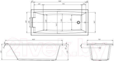 Ванна акриловая 1Марка Aelita MG 165x75