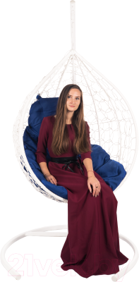 Кресло подвесное BiGarden Tropica White (синяя подушка)