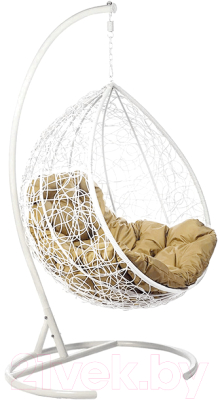 Кресло подвесное BiGarden Tropica White (бежевая подушка) - фото