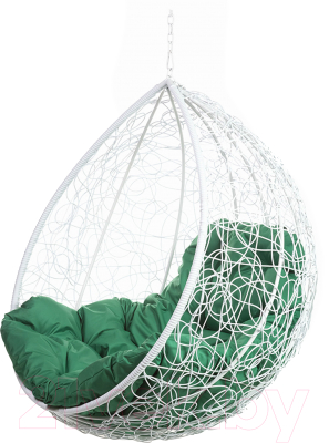 Кресло подвесное BiGarden Tropica White BS (без стойки,зеленая подушка) - фото