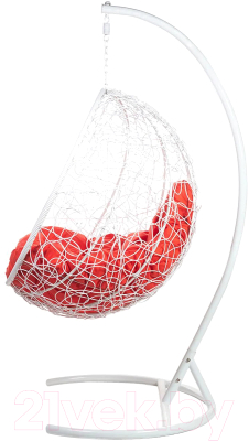 Кресло подвесное BiGarden Kokos White (красная подушка)