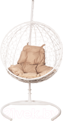 Кресло подвесное BiGarden Kokos White (бежевая подушка) - фото
