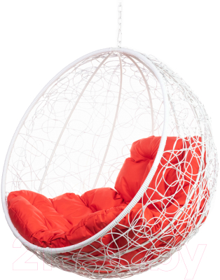 Кресло подвесное BiGarden Kokos White BS (без стойки,красная подушка) - фото