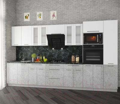 Кухонный гарнитур Интерлиния Мила Пластик 3.6