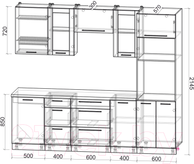 Готовая кухня Интерлиния Мила Пластик 2.5