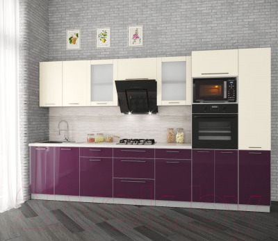 Готовая кухня Интерлиния Мила Пластик 3.4