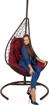 Кресло подвесное BiGarden Wind Brown (подушка бордовая)
