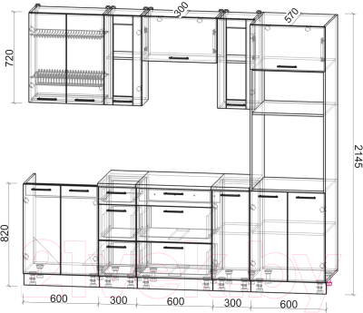 Готовая кухня Интерлиния Мила 2.4 ВТ