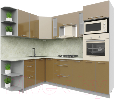 Готовая кухня Интерлиния Мила Пластик 1.68x2.4 левая - фото