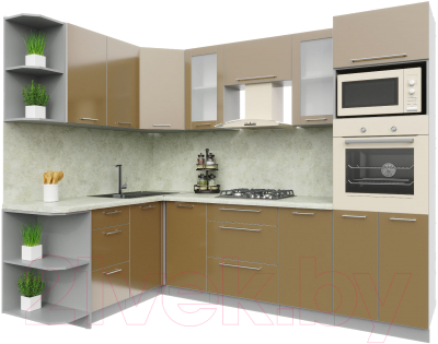 Готовая кухня Интерлиния Мила Пластик 1.68x2.6 левая - фото