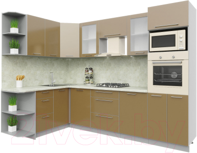 Готовая кухня Интерлиния Мила Пластик 1.68x2.8 левая - фото