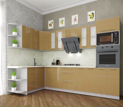 Готовая кухня Интерлиния Мила Пластик 1.68x3.0 левая