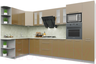 Готовая кухня Интерлиния Мила Пластик 1.68x3.4 левая - фото