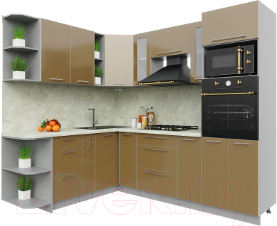 Готовая кухня Интерлиния Мила Пластик 1.88x2.4 левая - фото