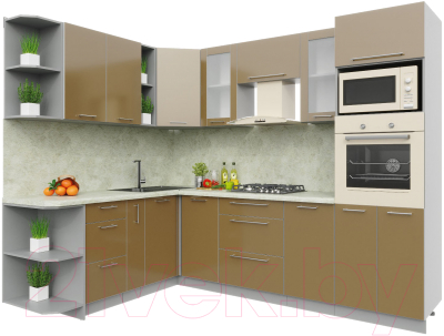 Готовая кухня Интерлиния Мила Пластик 1.88x2.6 левая - фото