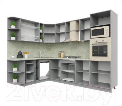 Готовая кухня Интерлиния Мила Пластик 1.88x2.8 левая