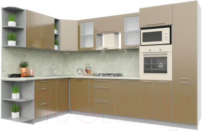 Готовая кухня Интерлиния Мила Пластик 1.88x3.2 левая - фото
