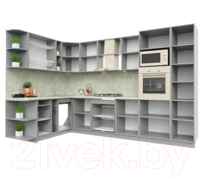 Готовая кухня Интерлиния Мила Пластик 1.88x3.2 левая