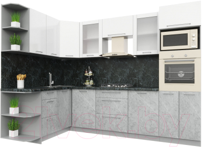 Кухонный гарнитур Интерлиния Мила Пластик 1.68x2.8 левая - фото