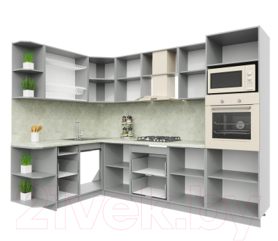 Кухонный гарнитур Интерлиния Мила Пластик 1.68x2.8 левая