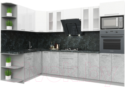 Кухонный гарнитур Интерлиния Мила Пластик 1.68x3.0 левая - фото